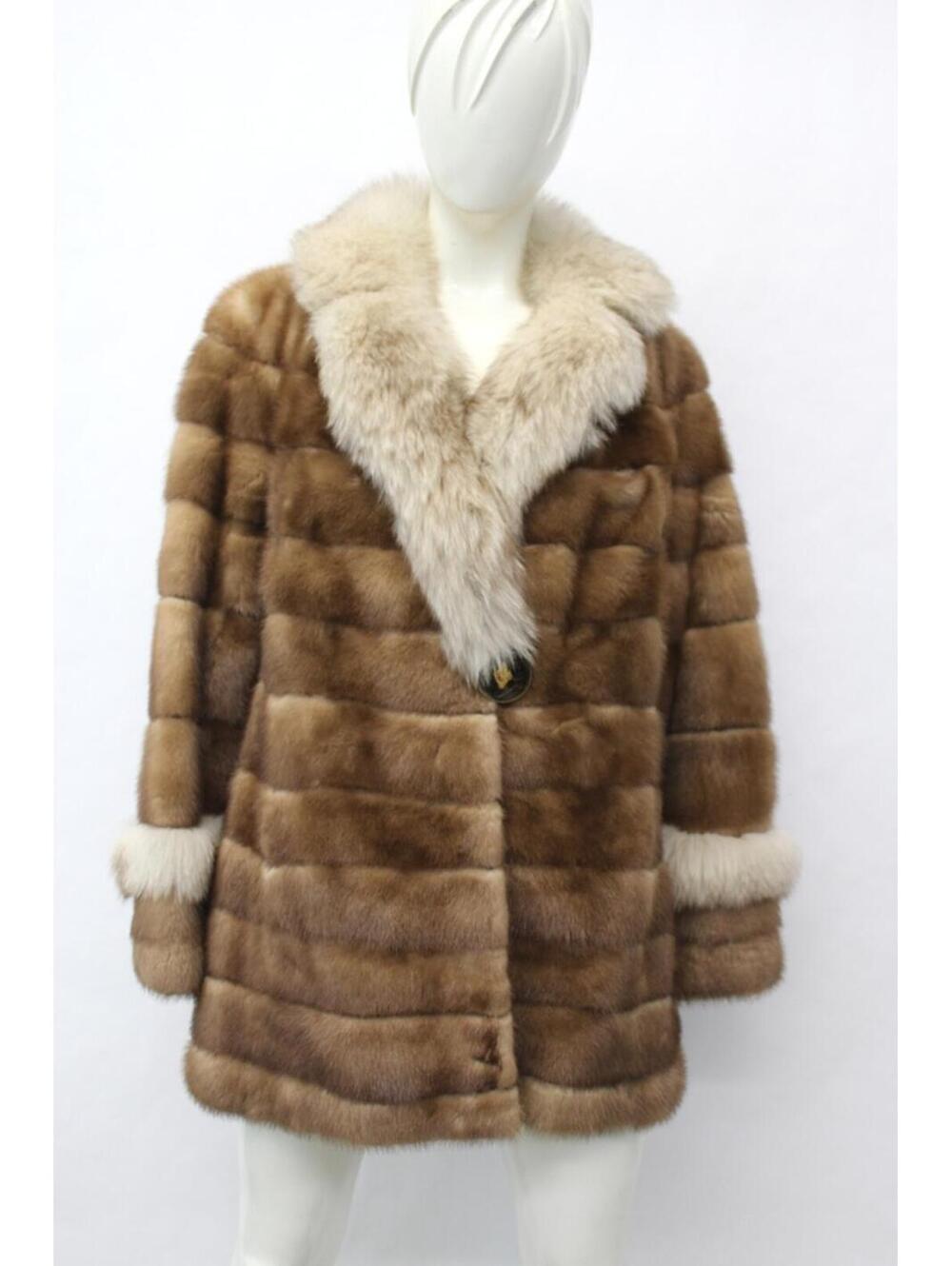 Excellent Pastel Mink & Fox Fur Coat Jacket Women Woman Size 6 Small
